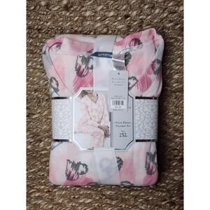 NEW Mayfair Women's 2XL 2 Pc UltraSoft Fleece Pink Valentines Pajama Set Gift